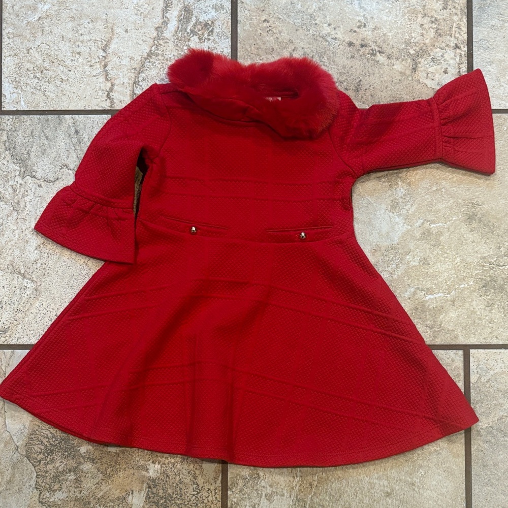 Janie & Jack Dress with Faux Fur Collar
